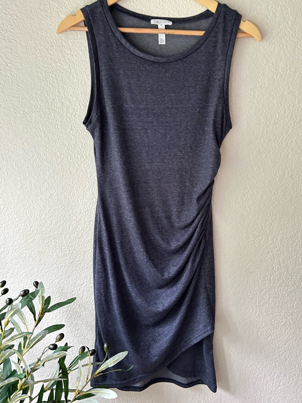 Leith Charcoal Sleeveless Midi Dress with Side Ruching